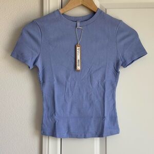 NWT Skims Cotton Rib T-Shirt in Blue Violet, Size Small